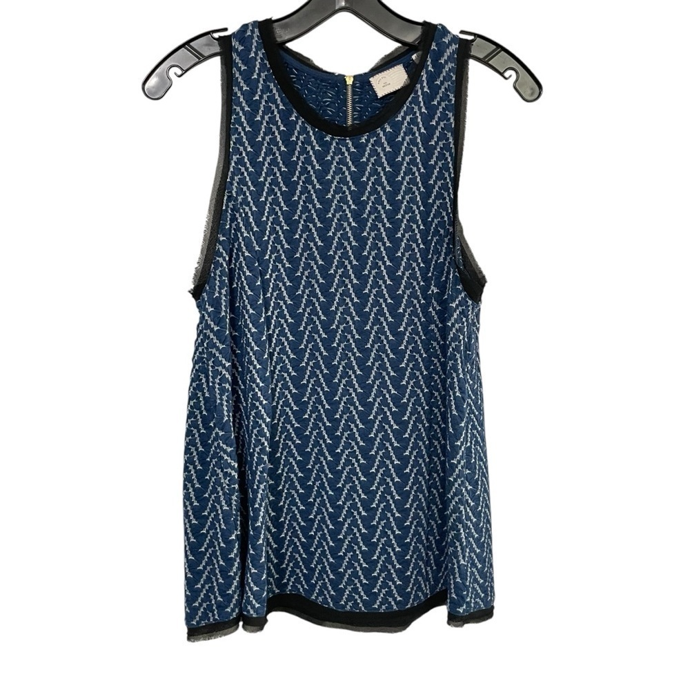 Anthropologie Postmark Women's M Sleeveless Tank Blue Black Textured Top